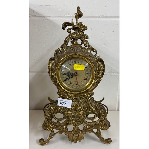 677 - Brass cased mantle clock