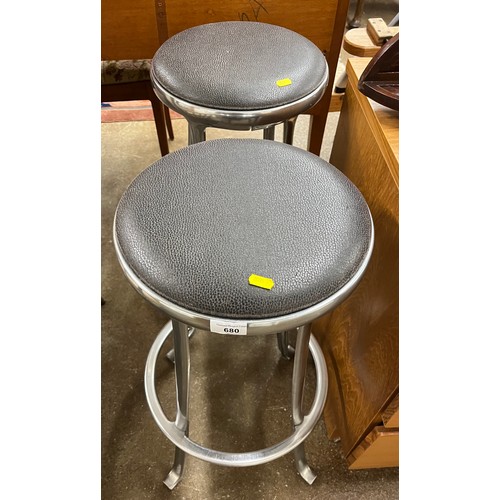 680 - Pair chrome bar stools