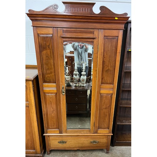 689 - Mirror front wardrobe with fitted drawer