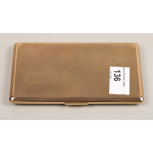 136 - 9ct gold cigarette caseweight 209 grams