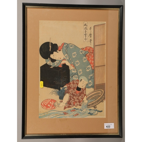 422 - Japanese print 38 x 26 cm ( 52 x 39 cm including frame)