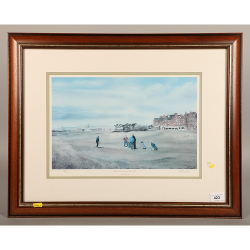 423 - M W Russell ' Royal Troon towards the 18th' limited edition print 105/850 signed by the artist, 40 2... 