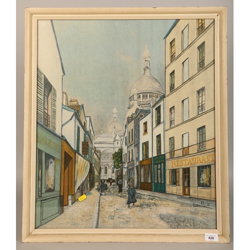 428 - Maurice Utrillo vintage print Parisian street scene