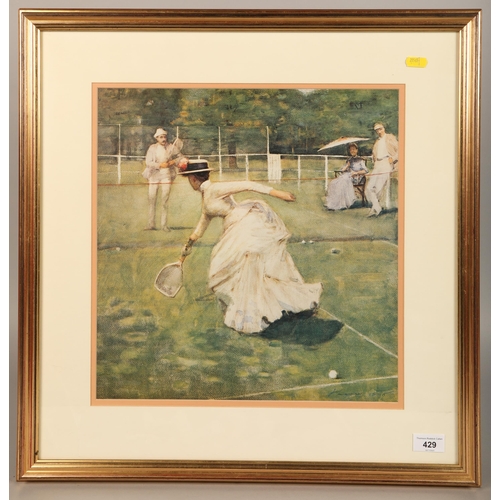 429 - J Lavery framed print, tennis match