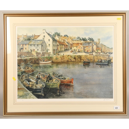 433 - Sturgeon, signed print of a fishing harbour