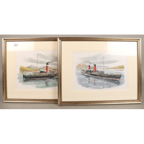 488 - Wallace, pair signed watercolours of paddle steamers