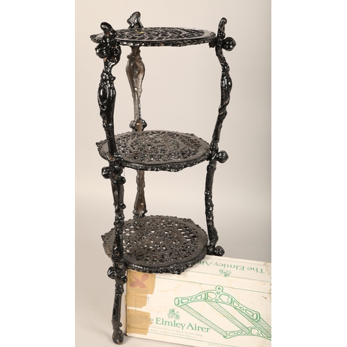 515 - Wrought iron black three tier plant stand, 66 c, high , Elmley Airer in box (2)