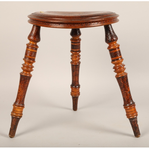 518 - Poker work milking stool 39 cm high