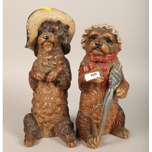 520 - Pair of continental vintage dogs, 39 cm high(2)