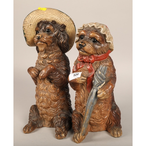 520 - Pair of continental vintage dogs, 39 cm high(2)