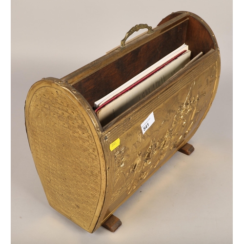 541 - Brass magazine rack with quantity of sheet music