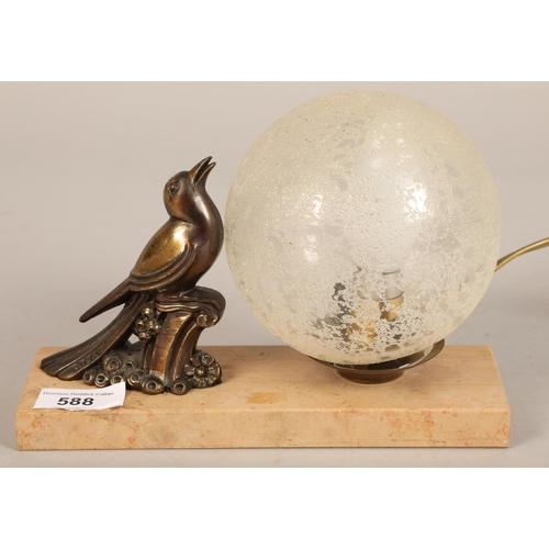 588 - Bronze bird table lamp stamped TEDD