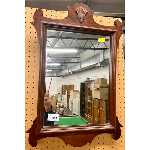 500 - Small antique mahogany framed wall mirror