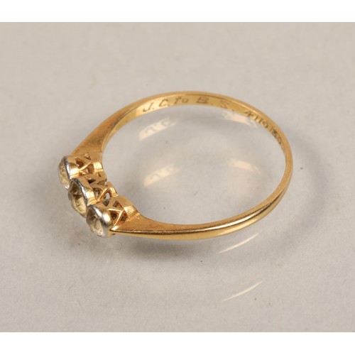 141 - White stone set yellow metal ring, size O