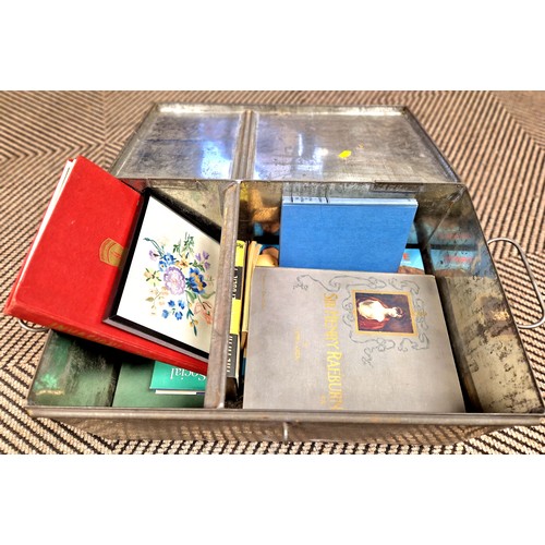 393 - Metal safe box with various books