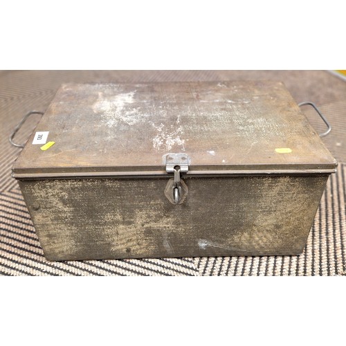 393 - Metal safe box with various books