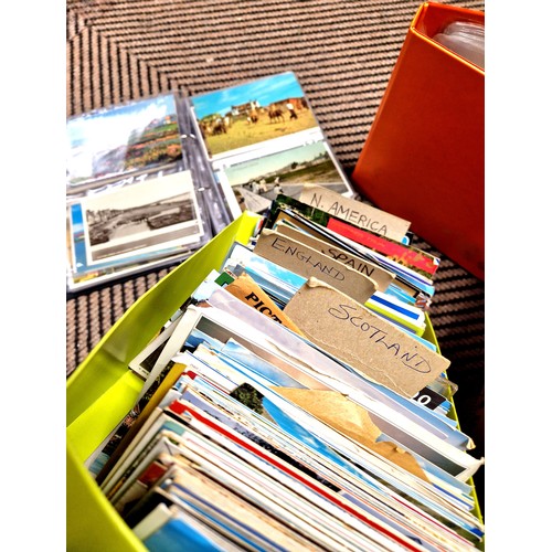 395 - Box of assorted stamp albums including postcards