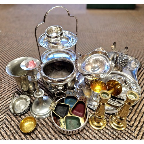 404 - Quantity of EPNS, brass ware, pewter