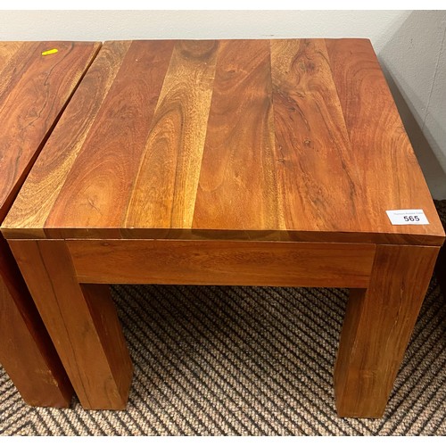 565 - Pair of hardwood occasional tables 45 x 45 x 39 cm (2)