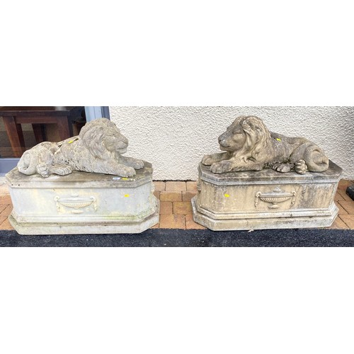 548 - Pair of Neo classical style garden lions, 66 cm high (2)