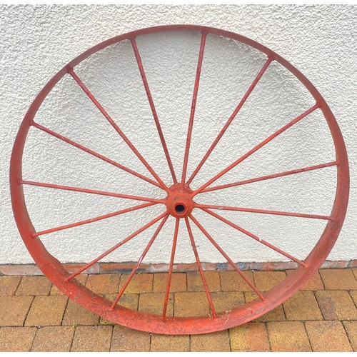 549 - Antique iron cart wheel,  113 cm diameter