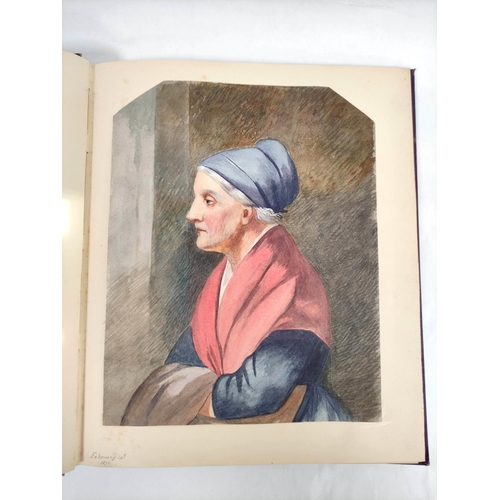 262 - A. F. Busk (1849 - 1941)Portraits & character studies,28 watercolours,Tipped in to a large quart... 