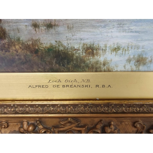 270 - Alfred de Breanski Snr.Loch Oich, N.B.Oil on canvas.Signed. Inscribed to reverse.28 cms x 49 cms.... 