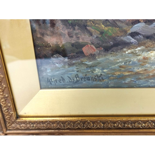 271 - Alfred de Breanski Snr.River Garry, N.B.Oil on canvas.Signed. Inscribed to reverse.29 cms x 49 cms.... 