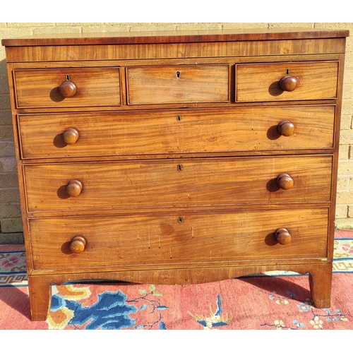 409 - Early 19th century mahogany chest of drawers with three small drawers above three long graduated dra... 