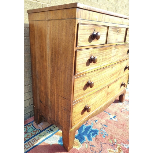 409 - Early 19th century mahogany chest of drawers with three small drawers above three long graduated dra... 