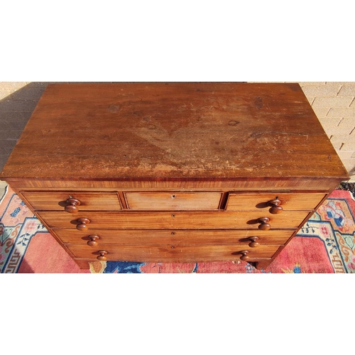 409 - Early 19th century mahogany chest of drawers with three small drawers above three long graduated dra... 