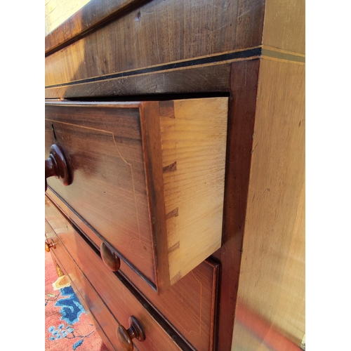 409 - Early 19th century mahogany chest of drawers with three small drawers above three long graduated dra... 