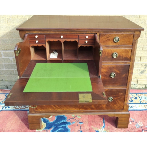 410 - Mahogany secretaire chest of drawers, with fall front secretaire drawer enclosing pigeon holes and f... 