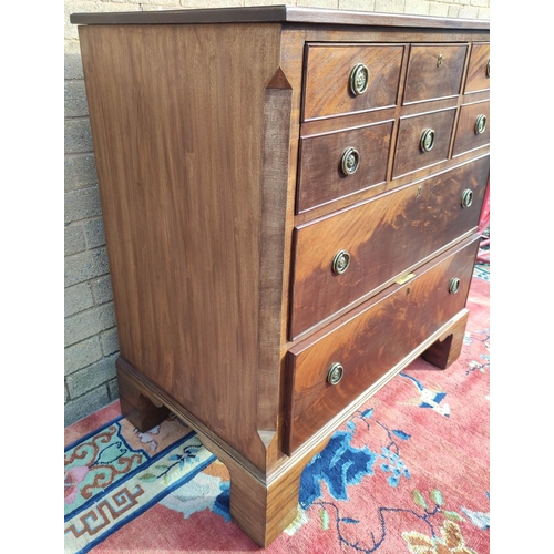 410 - Mahogany secretaire chest of drawers, with fall front secretaire drawer enclosing pigeon holes and f... 