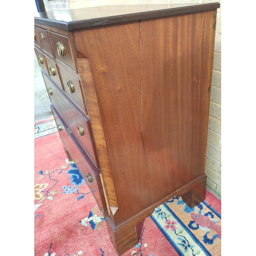 410 - Mahogany secretaire chest of drawers, with fall front secretaire drawer enclosing pigeon holes and f... 