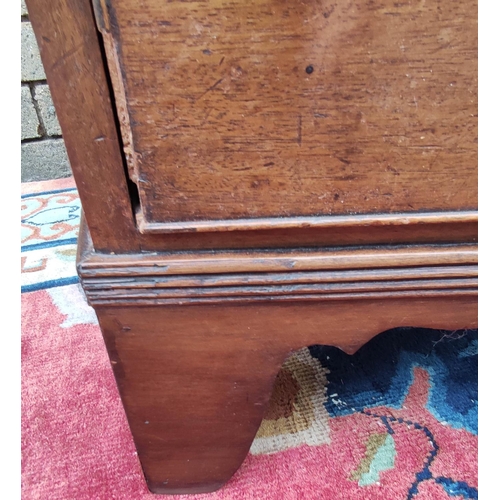 413 - Early 19th century mahogany bow front chest of  four graduated drawers on bracket feet.  110cm high,... 