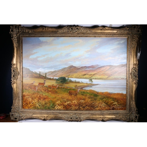 285 - ELIZABETH HALSTEAD (British) *ARR* Loch Broom Oil painting on canvas, signed lower right, 69cm x 100... 