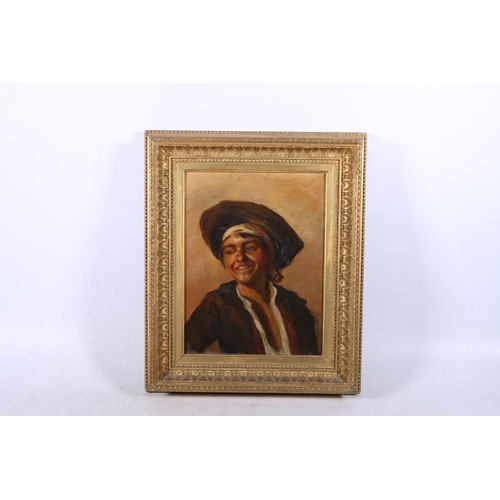 290 - EARLY 20TH CENTURY SCHOOL Bust length portrait of a boy wearing hat Oil painting on board, unsigned,... 