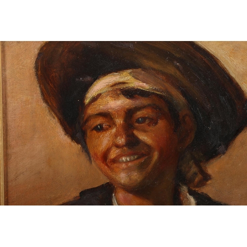 290 - EARLY 20TH CENTURY SCHOOL Bust length portrait of a boy wearing hat Oil painting on board, unsigned,... 