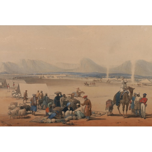 297 - AFTER JAMES ATKINSON (British 1780-1852) British encampment in a desert landscape, possibly Afghanis... 