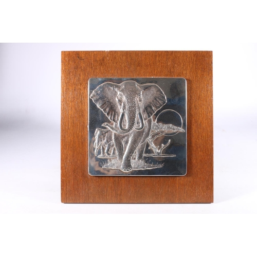 17 - Anthony Jones, The Lord of the Serengeti silver panels, The Leopard and The Elephant, dated 1978, mo... 