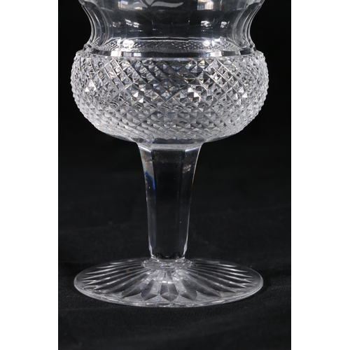 392 - Set of six Edinburgh Crystal thistle pattern glasses having thistle shaped bowls with etched thistle... 