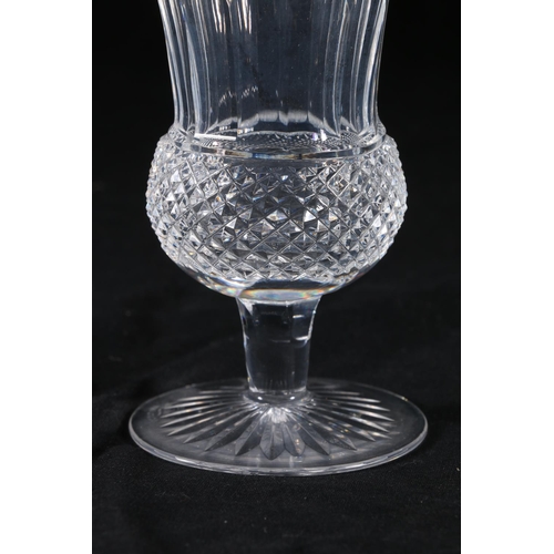 393 - Set of six Edinburgh Crystal thistle pattern stem glasses having thistle shaped bowls with etched th... 