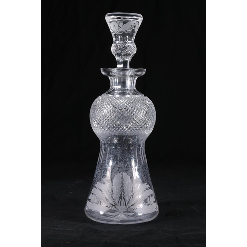 394 - Edinburgh Crystal thistle pattern decanter having thistle shaped hobnail cut body with etched thistl... 