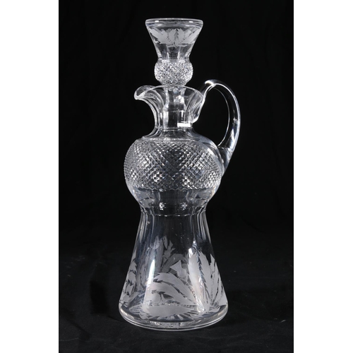 394 - Edinburgh Crystal thistle pattern decanter having thistle shaped hobnail cut body with etched thistl... 