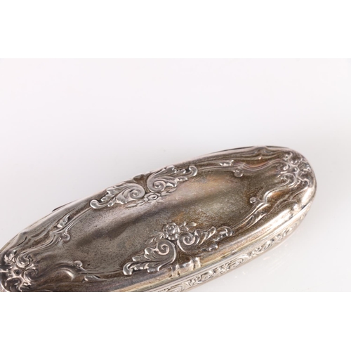 16 - Early 20th century silver hinged box of oval form marked to base Tiffany & Co, 925. 11 x 4cm, 68... 