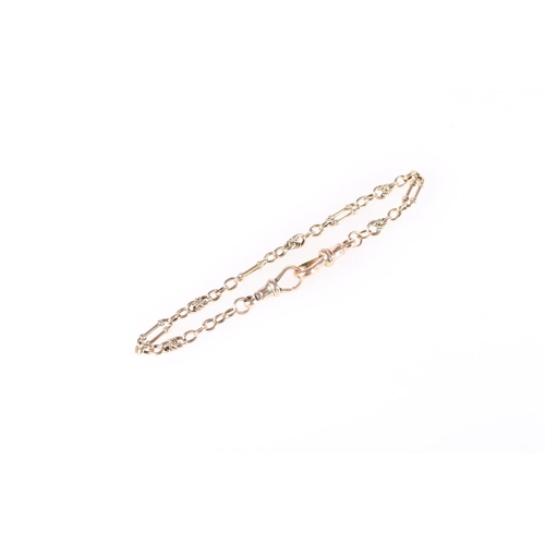 190 - 9ct gold ring and rope twist link watch guard chain, 6.6g. 