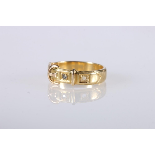 192 - Gents 18ct gold buckle and strap form set with a small diamond, missing on stone, severed, 5.6g gros... 