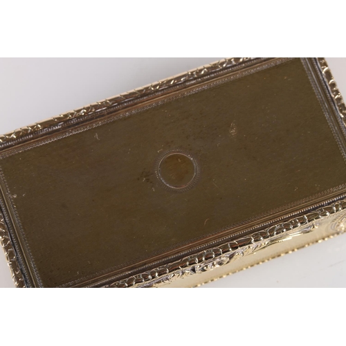 50 - William IV antique silver gilt snuff box of rectangular shape having all over engine turned decorati... 