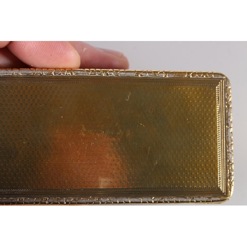 50 - William IV antique silver gilt snuff box of rectangular shape having all over engine turned decorati... 